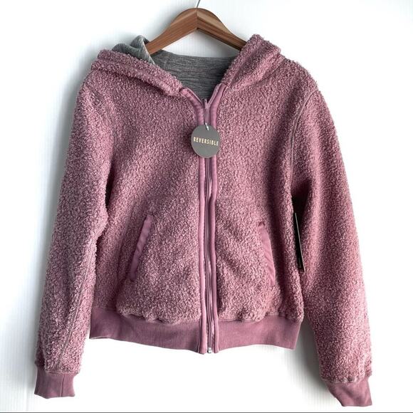 🆕Cali sport reversible full zip hoodie grey and blush pink size medium NWT - Picture 1 of 10